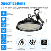 LED High Bay Lights 400W 60,000LM Adjustable Series 0-10V Dimmable, 5' Cable with US Plug